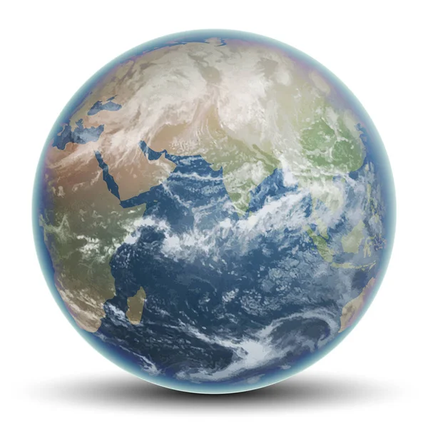 Planeta Tierra Azul Con Continentes Océanos Ilustración Altamente Realista — Vector de stock