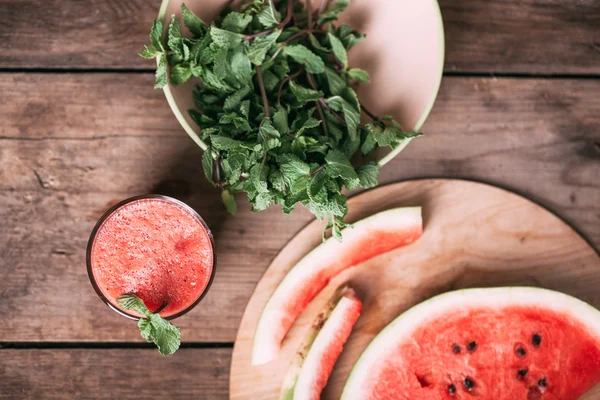 Watermelon smoothie in the rusitc style — Stock Photo, Image