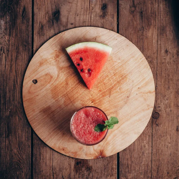 Watermelon smoothie in the rusitc style — Stock Photo, Image