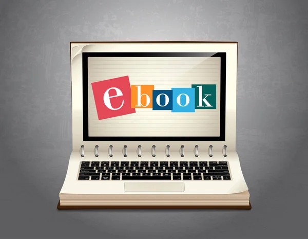 Książki, e-learningu - Ebook uczenia się koncepcja — Wektor stockowy