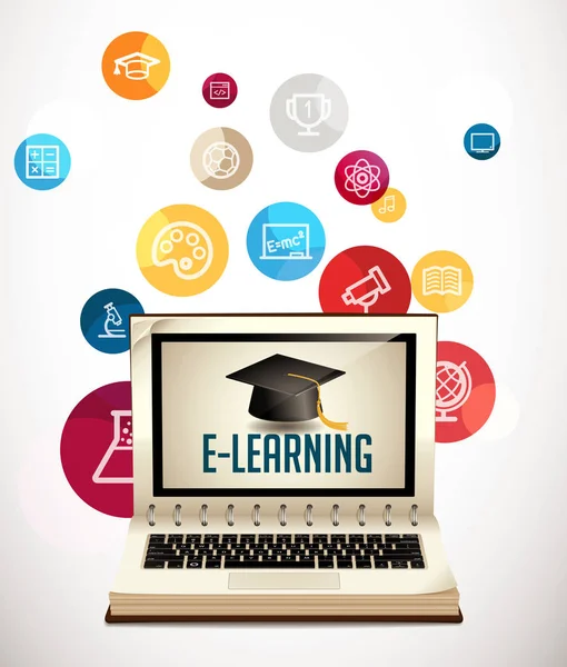 IT Communication - e-learning - jaringan internet sebagai basis pengetahuan - Stok Vektor