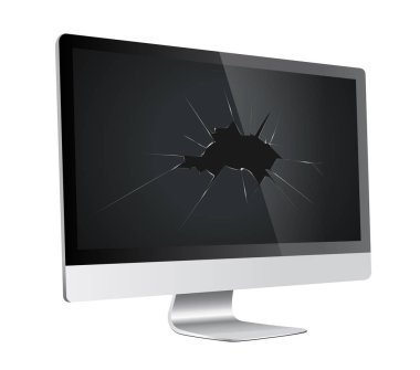 Bozuk bilgisayar - monitör cam kırıkları