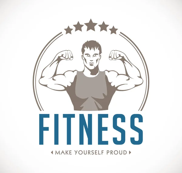 Fitness - homme fort - concept de gym - alimentation saine — Image vectorielle