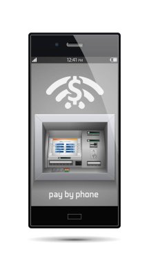  Telefon - Atm - otomatik vezne makinesi kavramı ile ödeme 