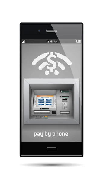 Fizethet telefon - Atm - bankautomata koncepció — Stock Vector