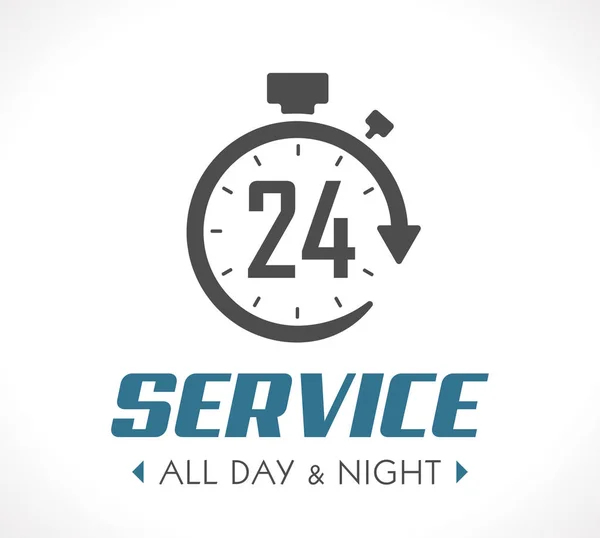 Logo - Concepto de cronómetro - todo el día y la noche - servicio 247 — Vector de stock