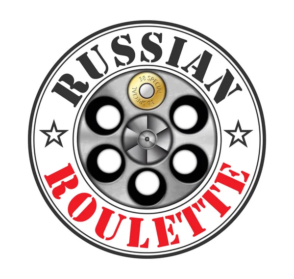 Revolver - Russisch roulettespel - risico concept — Stockvector
