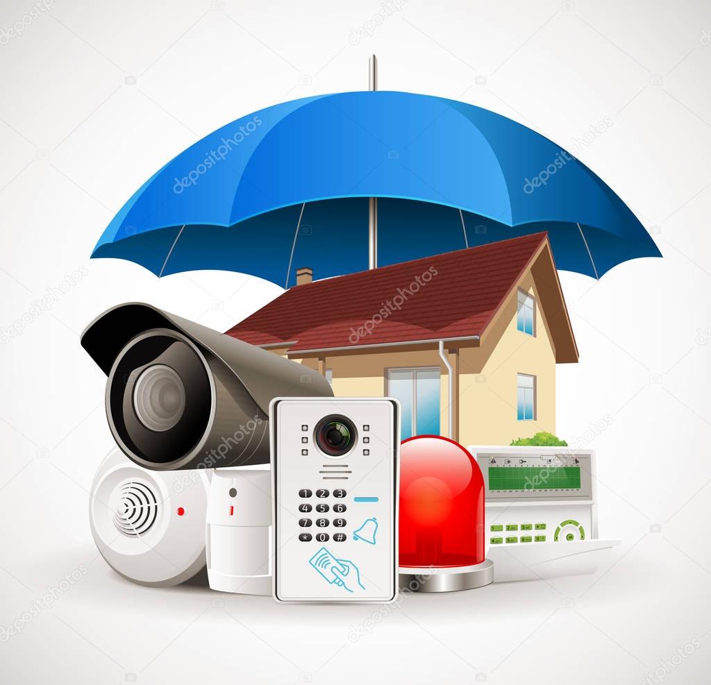 Home security system - Access control system - House protected by umbrella 