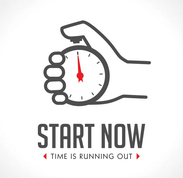 Logo - stopwatch in de hand - start concept — Stockvector