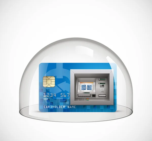 Üveg kupola - védelmi koncepció - hitelkártya — Stock Vector