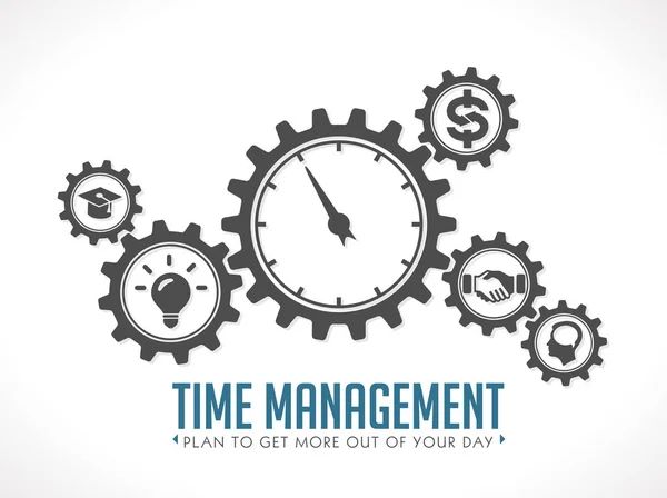 Logo de gestión del tiempo - concepto de engranajes de trabajo — Archivo Imágenes Vectoriales