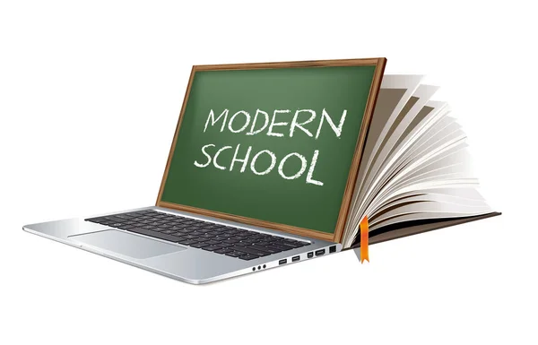 Modern onderwijs methoden e-learning concept - computerscherm als blackboard — Stockvector