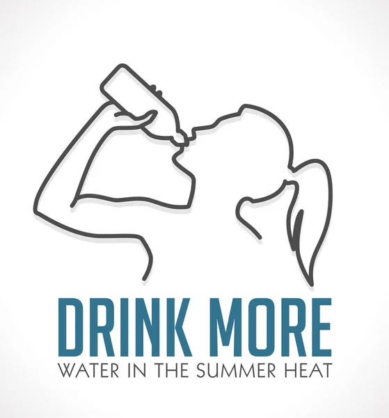 Logo - Beber más agua en el calor del verano — Vector de stock