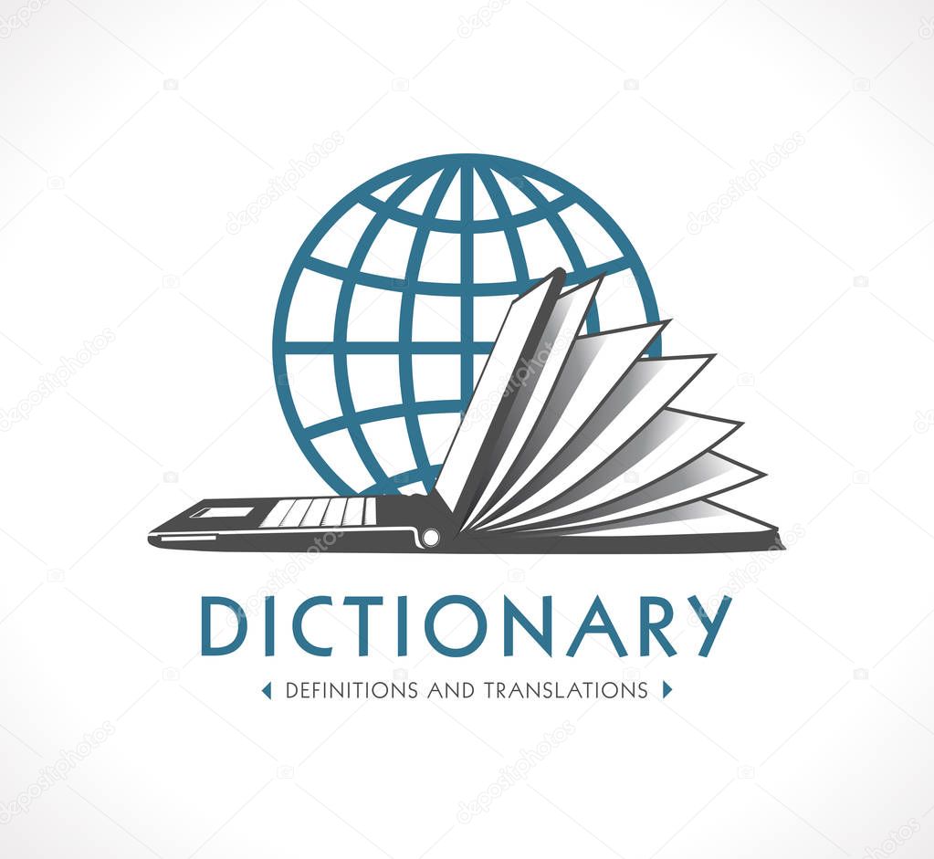 Logo - Online dictionary concept - Laptop as book