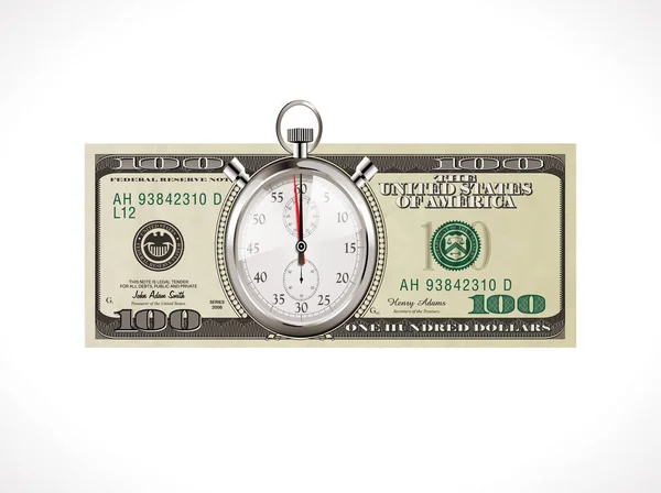 Cien dólares - moneda de los Estados Unidos - el tiempo es concepto de dinero — Archivo Imágenes Vectoriales