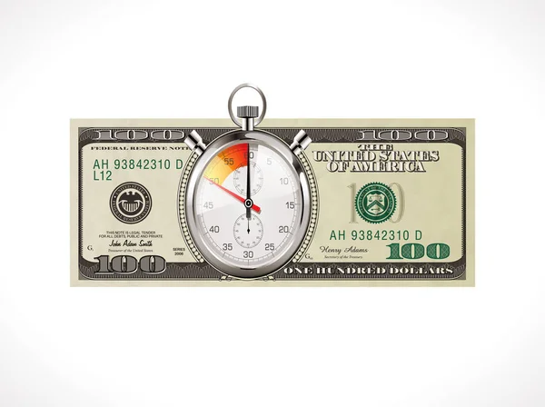 Cien dólares - moneda de los Estados Unidos - el tiempo es concepto de dinero — Vector de stock