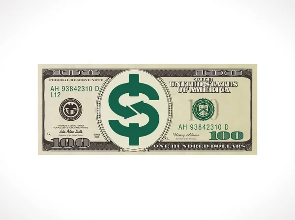 Cem dólares - moeda dos Estados Unidos - conceito de transferência de dinheiro — Vetor de Stock