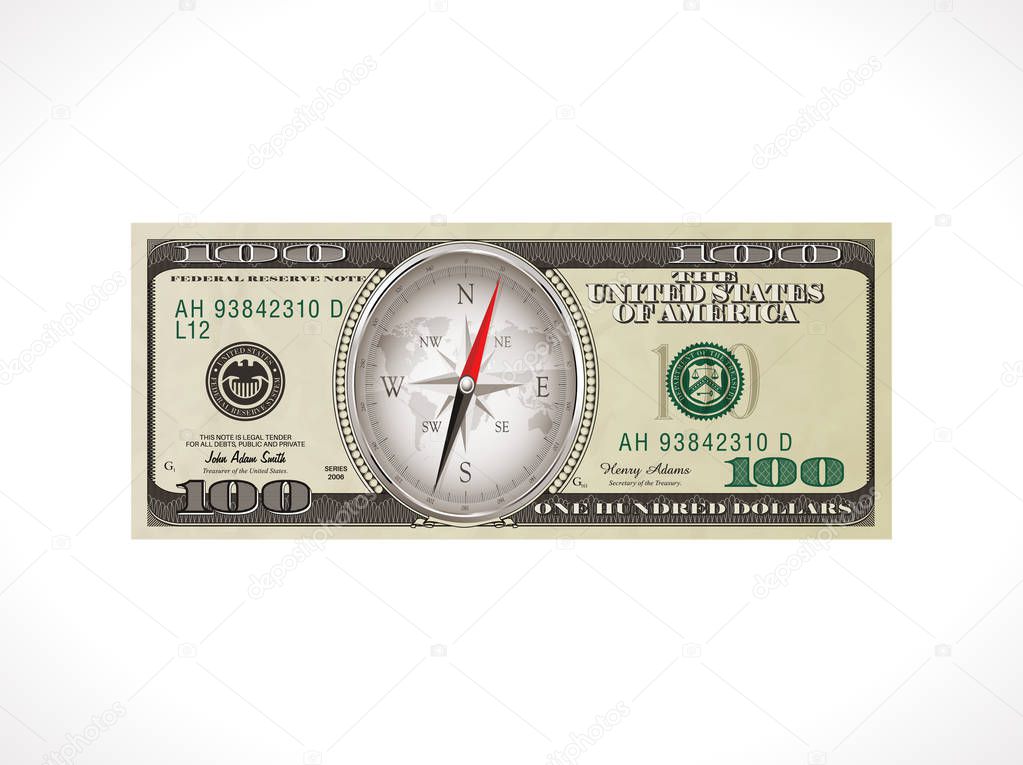 One hundred dollars - United States currency - right direction to invest money concept