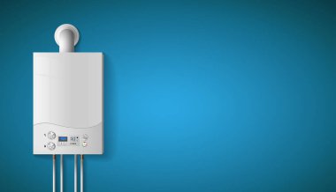 Ev kavramı - modern ev gaz ateşlenmiş Kombi - enerji ve para tasarrufu Isıtma