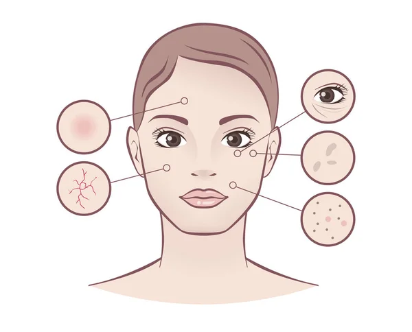 Beautiful Woman Face Spa Concept Healthy Lifestyle Pure Skin — Stock Vector