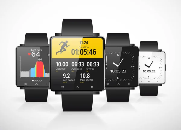 Sport Smartwatch Runners Mobile Application — Stock Vector