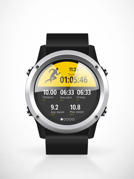 Sport Smartwatch Runners Mobile Application — Stock Vector