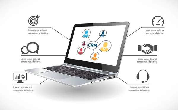 Concept Logiciel Crm Système Gestion Relation Client — Image vectorielle