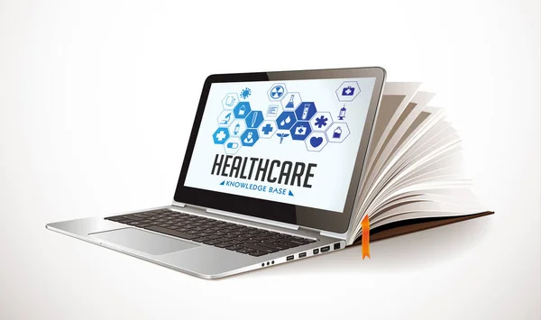 Wissensdatenbank Gesundheitswesen Medizinisches Online Repository Konzept Elearning — Stockvektor