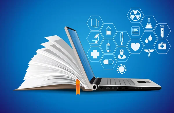 Base Conocimientos Salud Concepto Repositorio Médico Línea Elearning — Vector de stock