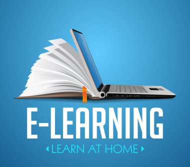 Bilgisayar bilgi tabanı kavramı olarak bilgisayar - dizüstü bilgisayar - evde kalıp okula gitmeden öğrenme