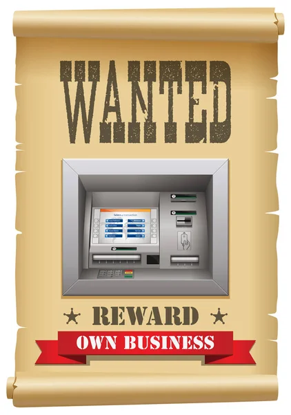 Cash Wanted Konzept Geldautomat Haftbefehl Gesucht Bargeld Für Das Eigene — Stockvektor