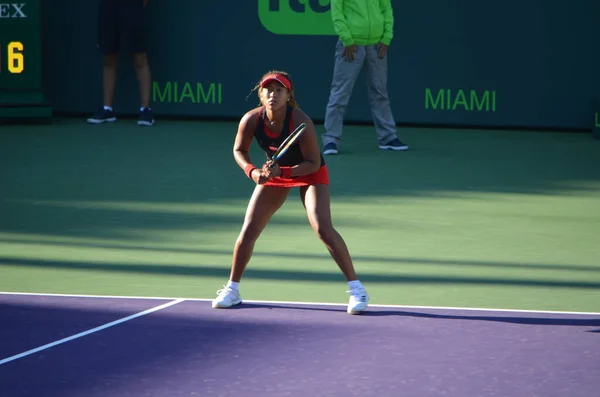 Naomii Osaka Čekají Návrat Sloužit Serena Williams Prvním Kole Miami Stock Fotografie
