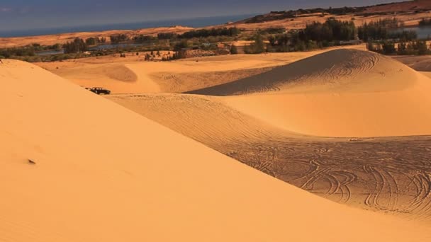 Холмы песчаных дюн с рельсами — стоковое видео