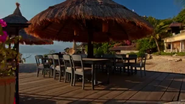 Panorama de café de playa — Vídeo de stock