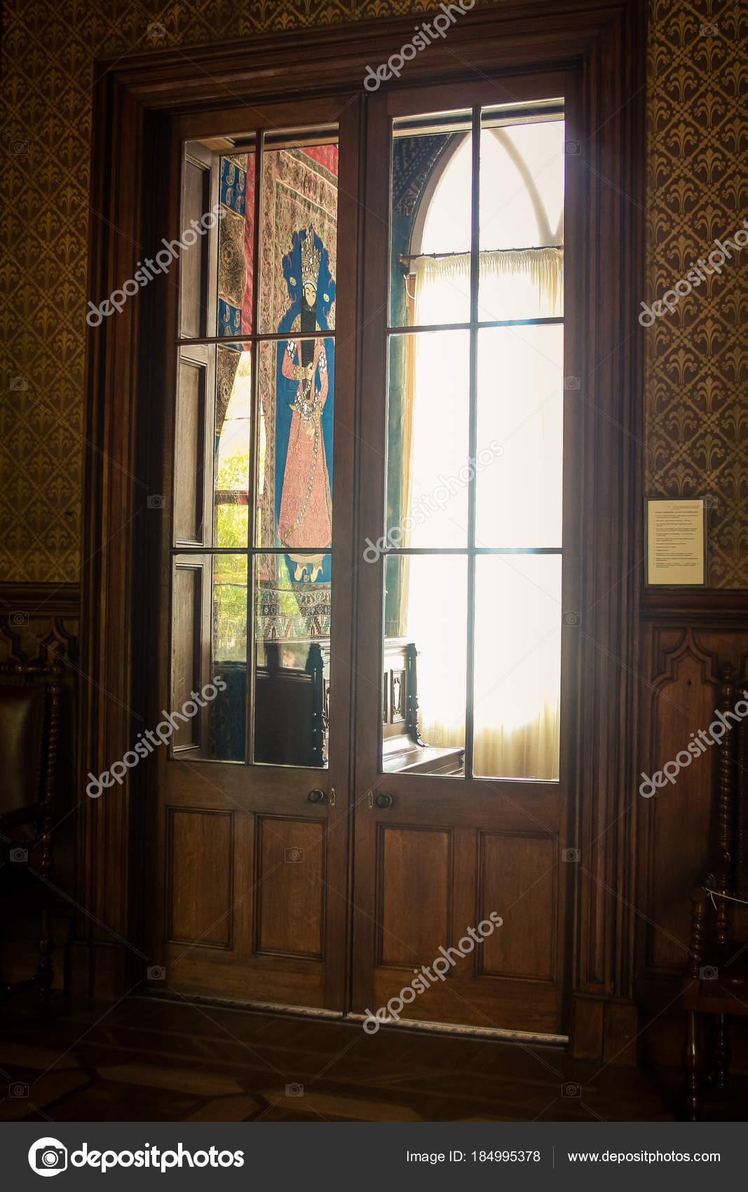 Vorontsov Palace Room Interior Picture Wall Glass Corridor Door Vorontsov Palace Room Interior Picture Wall Glass Corridor Door Crimea Stock Photo
