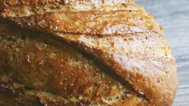 Makro panorama buğdaylı ekmeğin tamamı.