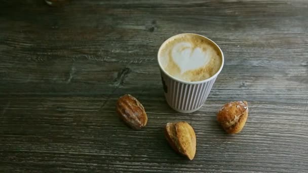 Man Hand Put Second Hot Coffee Cup Next Another Three — Stock Video