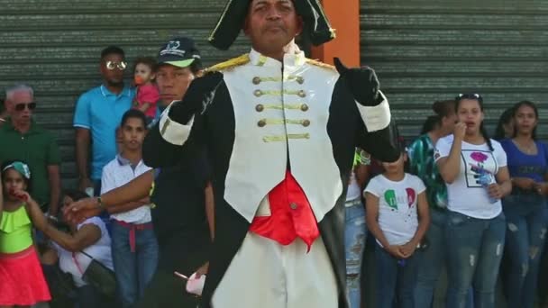 Concepcion Vega Dominican Republic February 2019 Man Napoleon Costume Poses — Stock Video