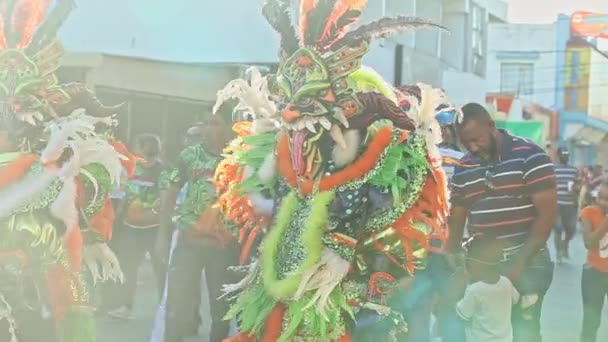 Concepcion Vega Dominican Republic February 2019 People Bright Carnival Costumes — Stok video