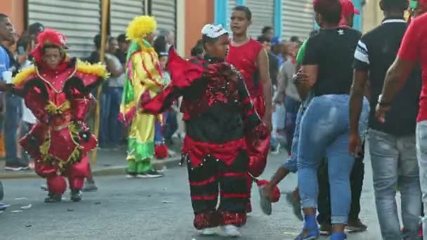 Concepción Vega República Dominicana Febrero 2019 Niños Con Trajes Carnaval — Vídeo de stock