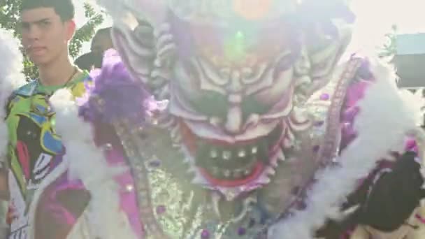 Concepcion Vega Repubblica Dominicana Febbraio 2019 Persone Fiammeggianti Costumi Carnevale — Video Stock