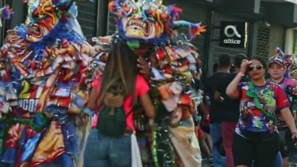 Concepcion Vega République Dominicaine Février 2019 Homme Costume Coloré Étreint — Video