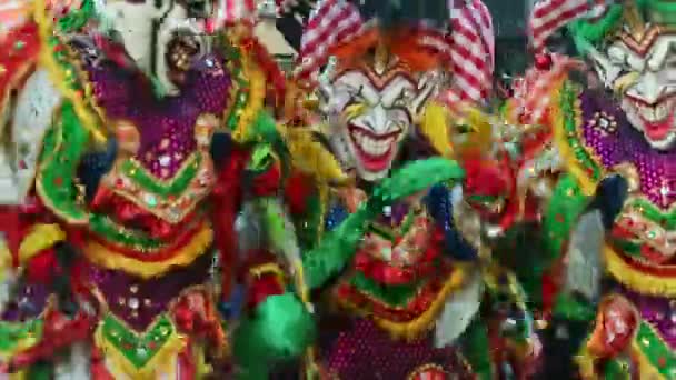 Concepcion Vega Dominikanische Republik Februar 2019 Männer Farbenfrohen Clowns Kostümen — Stockvideo