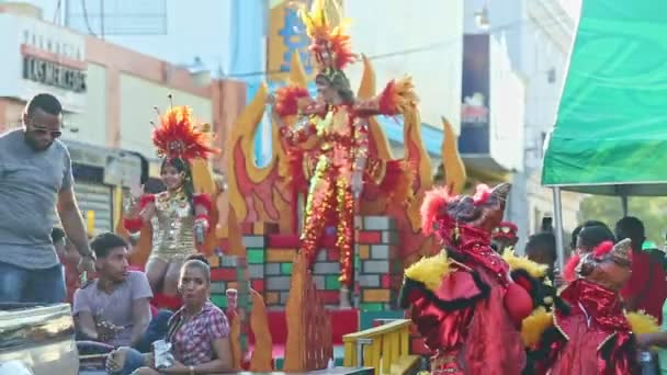 Concepcion Vega Repubblica Dominicana Febbraio 2019 Graziose Ragazze Costumi Carnevale — Video Stock