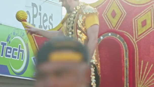 Concepcion Vega Домініканська Республіка Лютого 2019 Король Карнавалу Золотому Костюмі — стокове відео