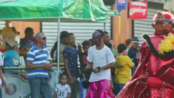 Concepcion Vega Dominican Republic February 2019 People Sundry Vivid Costumes — Stock Video