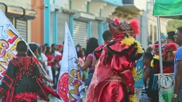 Concepción Vega República Dominicana Febrero 2019 Ciudadanos Dominicanos Coloridos Disfraces — Vídeo de stock