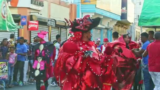 Concepcion Vega Repubblica Dominicana Febbraio 2019 Cittadini Dominicani Vividi Costumi — Video Stock