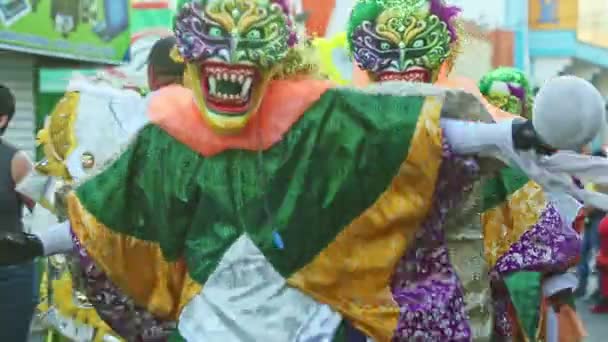 Concepcion Vega Dominican Republic February 2019 People Colorful Masquerade Costumes — Stock Video