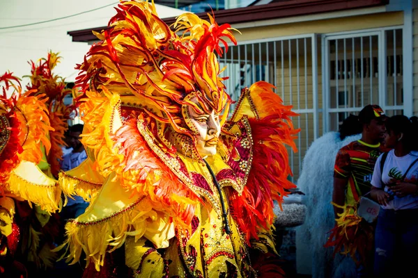 Concepcion Vega Dominikana Lutego 2020 Człowiek Bliska Błyszczącym Kostiumie Maskowym — Zdjęcie stockowe
